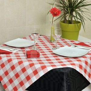 Mantel Papel 100 x 100 deco. cuadro rojo 100 unidades